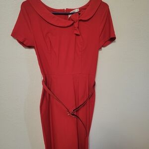 Muxxn Elegant Red Midi Dress with Bow Accent🎀